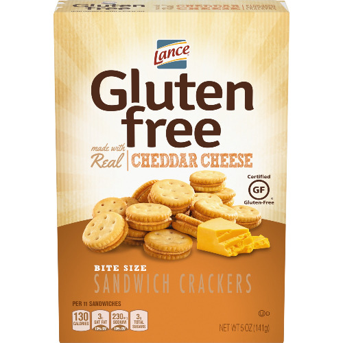 Lance Gluten Free Sandwich Crackers, Cheddar Cheese Bite Sized, 5 oz Box
