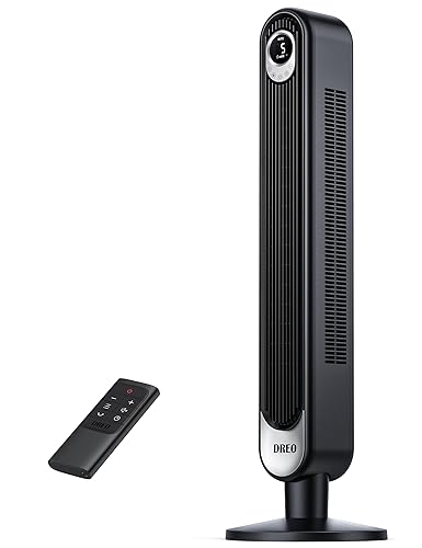Dreo Tower Fan for bedroom, 90° Oscillating Standing Fans, 25ft/s Floor fan with 6 Speeds, 4 Modes, 12H Timer, Remote, Quiet, 42 Inch, Bladeless, for Home, Office, Cruiser Pro T1 - Black - Standard - Fan