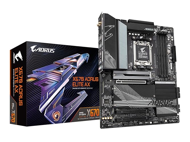 GIGABYTE X670 AORUS Elite AX (AM5/ LGA 1718/ AMD/ X670/ ATX/ 5 Year Warranty/ DDR5/ Quad M.2/ PCIe 5.0/ USB 3.2 Gen2X2 Type-C/AMD WiFi 6E/ 2.5GbE LAN/Q-Flash Plus/M.2 EZ-Latch/Gaming Motherboard) - X670 AORUS ELITE AX