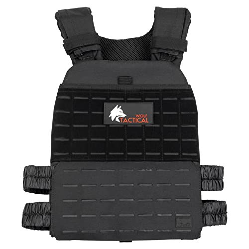 WOLF TACTICAL Adjustable Weighted Vest – WODs, Strength and Endurance Training, Fitness Workouts, Running - Black