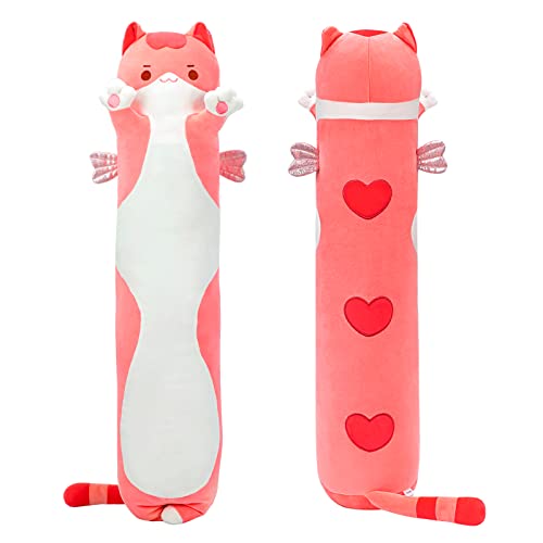 Mewaii Long Cat Plush Body Pillow, 53 Inch Cute Pink Cat Stuffed Animals Soft Plushies, Kitten Plush Throw Pillow Doll Toy Gift for Girlfriend - Pink Cat 2024 - 53.2in/135cm