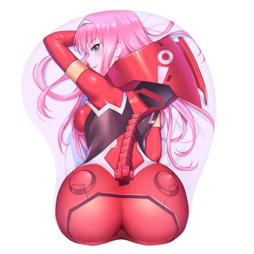 Darling in The Franxx Zero Two Girl Anime Mouse Pads with Wrist Rest Gaming 3D Mousepads 2Way Skin (002-2) - 002-2