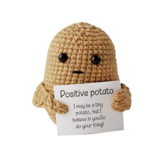 Positive Potato, Funny Positive Potato Knitted Plush Doll Toy with Positive Card, Pocket Hug Positive Potatonovelty Gifts for Women Home Office Decoration Unique