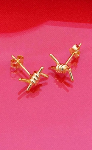 Sterling Silver Barbed Wire Earrings | Gold | Default Title