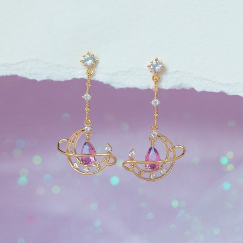 Crescent Moon Drop Earrings | Gold