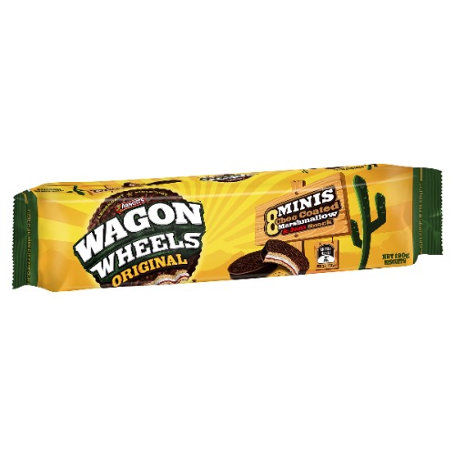 Arnott's Original Mini Wagon Wheels, Marshmallow, Jam and Biscuit, 190 g