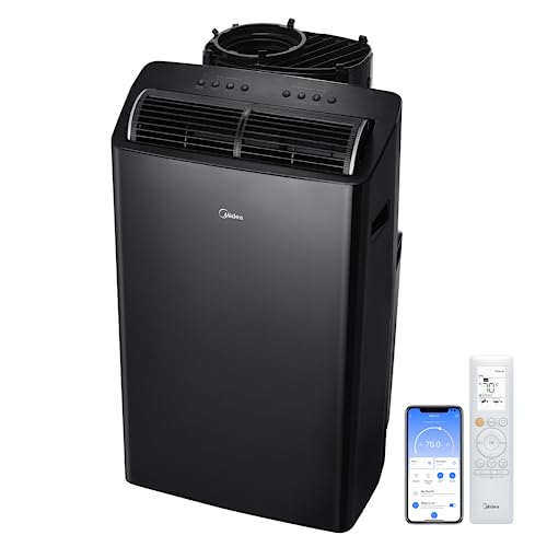 Midea Duo 14,000 BTU (12,000 BTU SACC) High Efficiency Inverter, Ultra Quiet Portable Air Conditioner, Cools up to 550 Sq. Ft., Works with Alexa/Google Assistant, Includes Remote Control & Window Kit - Black - 14,000 BTU