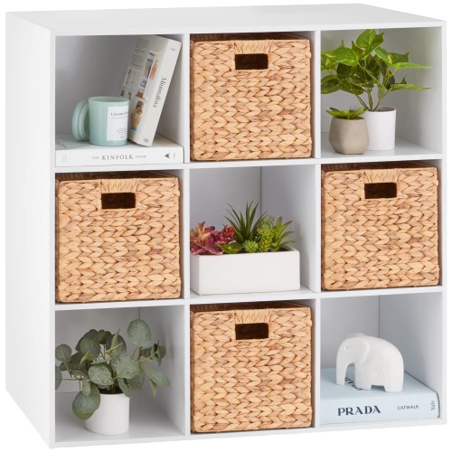 Best Choice Products 9-Cube Storage Shelf Organizer Bookshelf System, Display Cube Shelves Compartments, Customizable w/ 3 Removable Back Panels - White - White