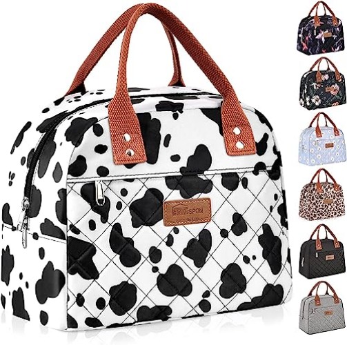 HOMESPON Lunch Bag Insulated Tote Bag Lunch Box Resuable Cooler Bag Lunch Container Waterproof Lunch Holder for Women/Men (Cow Print) - Cow Print