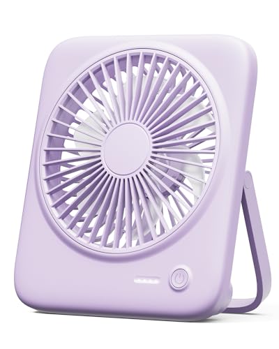 Otlonpe Desk Fan Portable Fan Rechargeable,4000mAh USB Battery Operated Personal Fan,Silent Foldable Travel Fan with Power Bank,4 Speeds Small Table Fan for Bedroom Home Office Outdoor Desktop-Purple - Purple
