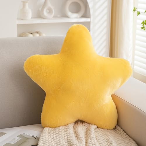 Togtlafil Star Pillows，Decorative Star Shaped Throw Pillow，Cute Room Decor，Bedroom Home Decor，15.7 inch，Plush Star Pillow (Yellow 15.7 in) - Yellow