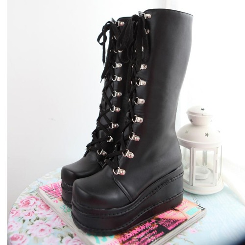 Chunky Platform Moto Boots: Elevated Style and Comfort Rolled into One - Black / 8.5