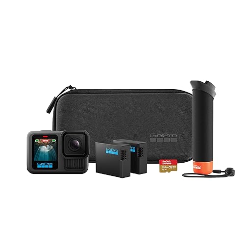 GoPro HERO13 Black Accessory Bundle - Includes The Handler, 2 Enduro Batteries, 2 Curved Adhesive Mounts, 64GB SanDisk MicroSD Card, and Carrying Case ($500 Value)