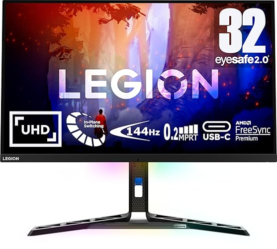 Lenovo Legion Y32p-30 | 31,5" UHD Gaming Monitor | 3840x2160 | 144Hz | 400 nits | 0,2ms Reaktionszeit | HDMI | DisplayPort | AMD FreeSync Premium | schwarz - 31.5 - 3840x2160