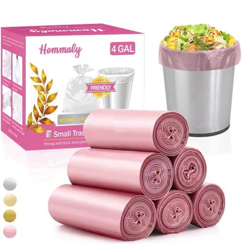 4 Gallon/180pcs Small Pink Trash Bags Strong Pink Garbage Bags, Bathroom Trash Can Bin Liners, Plastic Bags for Home Bedroom Office, Waste Basket Liner, Fit 12-15 Liter, 3,3.5,4,4.5 Gal（Pink 180） - 1 Count (Pack of 180) 4Gal Pink