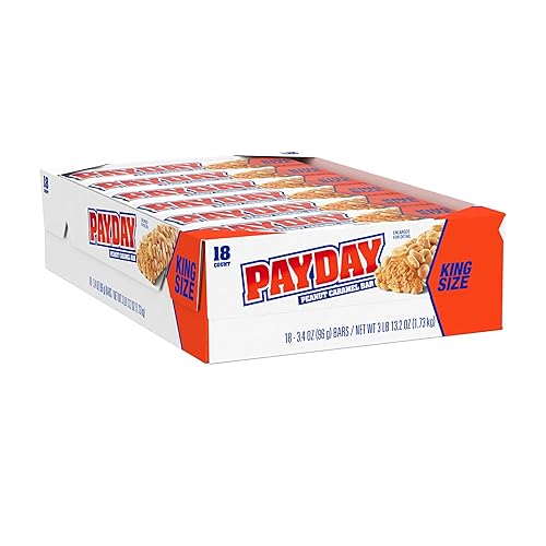 PAYDAY Peanut Caramel King Size, Candy Bars, 3.4 oz (18 Count) - Peanut Caramel - 18 Count (Pack of 1)
