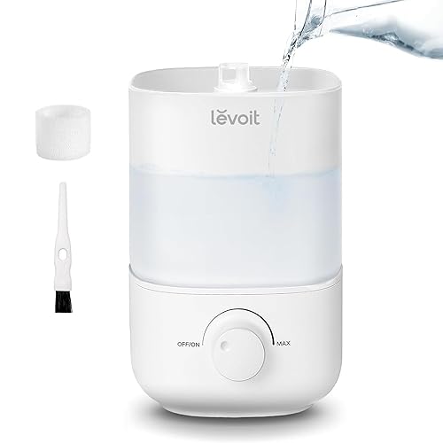 LEVOIT Top Fill Humidifiers for Bedroom, 2.5L Tank for Large Room, Easy to Fill & Clean, 28dB Quiet Cool Mist Air Humidifier for Home Baby Nursery & Plants, Auto Shut-off and BPA-Free for Safety, 25H - White - Humidifier
