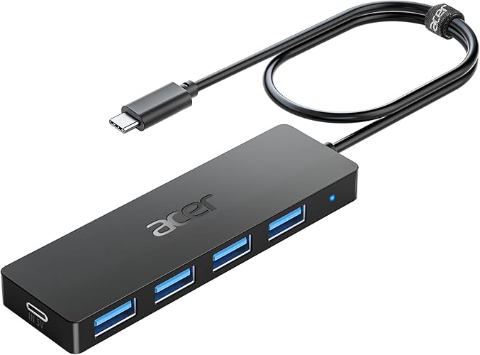 Acer USB C Hub 4 Ports, Multiple USB 3.0 Hub, USBC Splitter for Laptop with TypeC Power Port, Extender for Type C Port Laptop, PC, Desktop and More (2ft) - 2ft - USB-C