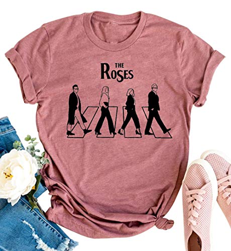 The Roses Funny Rose Apothecary T Shirt Women Cute Ew David Graphic Tees Shirt Moira Rose Short Sleeve TV Show Tops - Medium - Mauve