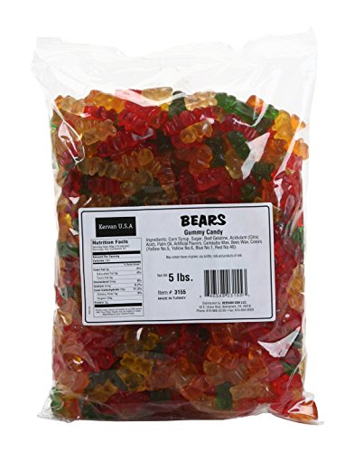 Kervan Candy Bears Bulk Gummy Candy - 5 Pound Bag - Fruity & Sweet Gift Snacks for Kids - Party Size - Bears