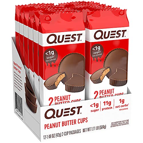 Quest Nutrition High Protein Low Carb, Gluten Free, Keto Friendly, Peanut Butter Cups, 12 Count (Pack of 1) (total- 17.76 Ounce) - Peanut Butter - 12 Count