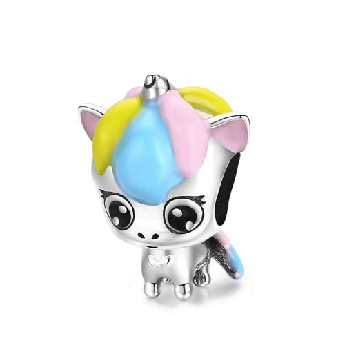 GNOCE Lovely Unicorn Charm Bead Sterling Silver Charm Fit Bracelet/Necklace for Women Girls Wife Daughter