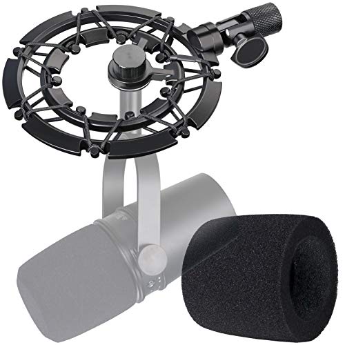 YOUSHARES MV7 Shock Mount with Pop Filter Matching Boom Arm Mic Stand, Suitable Compatible with Shure MV7 USB Podcast Microphone - B_Shock Mount
