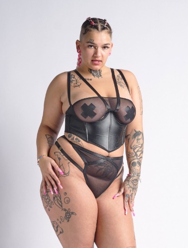 All Tied Up Corset Set (3-Piece) | L / Bra: XL