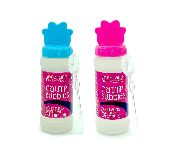 Catnip Fun Bubbles for Cat or Kittens Safe Non Toxic Fun Interactive Toys 120ml