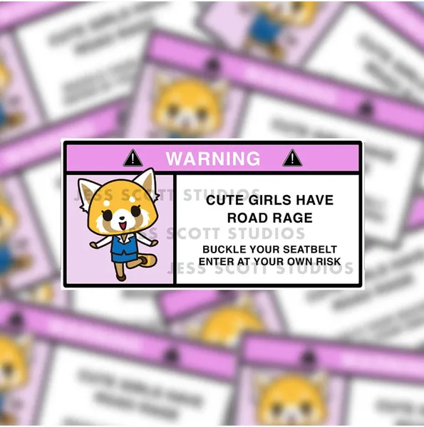 Cute Girls Have Road Rage | Cute Kawaii Anime Sticker | Car Visor Warning Sticker
