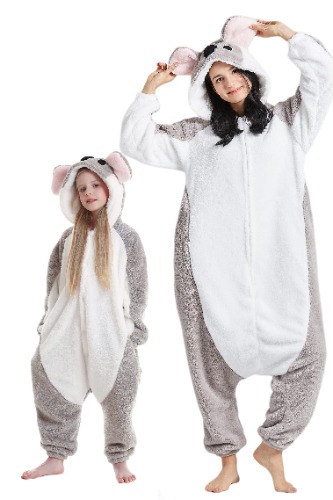 DELEY Unisex Adult Onesie Pajamas, Flannel Animal One Piece Costume Sleepwear Halloween Cosplay Homewear - Large - Koala