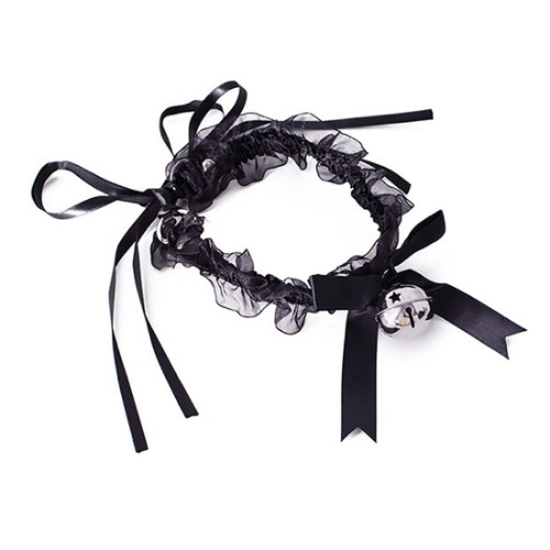 Carufin Sexig svart spets klocka halsband söt rolig accessoar krage kraghalsband retro rosett nyckelben kedja för kvinnor och flickor