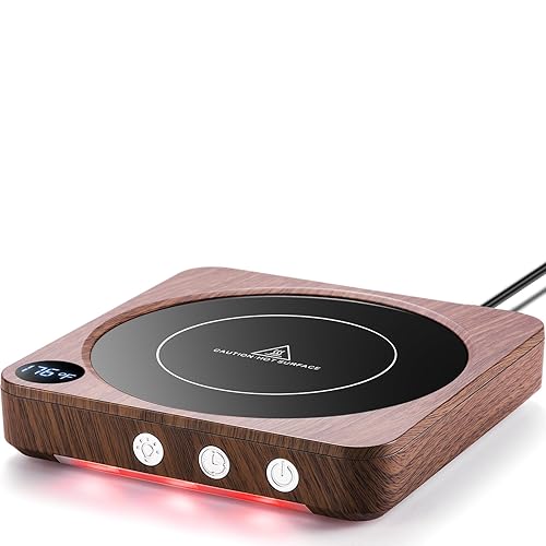 House Gem Mug Warmer - 36W Coffee Mug Warmer for Desk with Temperature Display, 2-12Hrs Auto Shut Off, Smart Candle Warmer - Ideal Coffee Gifts Accessories Keep Beverages Coffee Warmer (Wood) (Wood) - Wood
