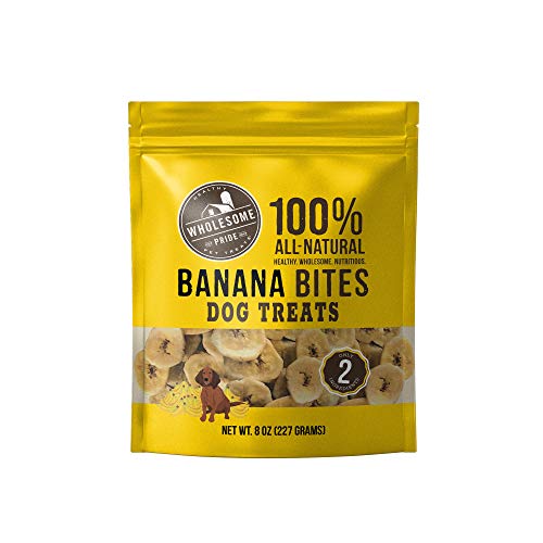 Wholesome Pride Banana Bites Dog Treats, 8 oz - All Natural Healthy - Vegan, Gluten and Grain-Free Dog Snacks - Banana Bites - 8 Ounce (Pack of 1)