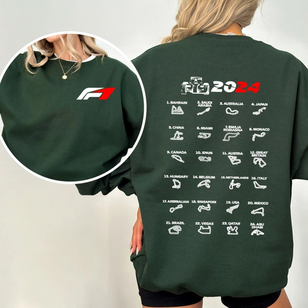Formula 1 2024 Calendar Shirt, Hoodie, Sweatshirt F1 Circuit Tracks, Formula 1 Sweatshirt, Racing Team, F1 Racing T-shirt.