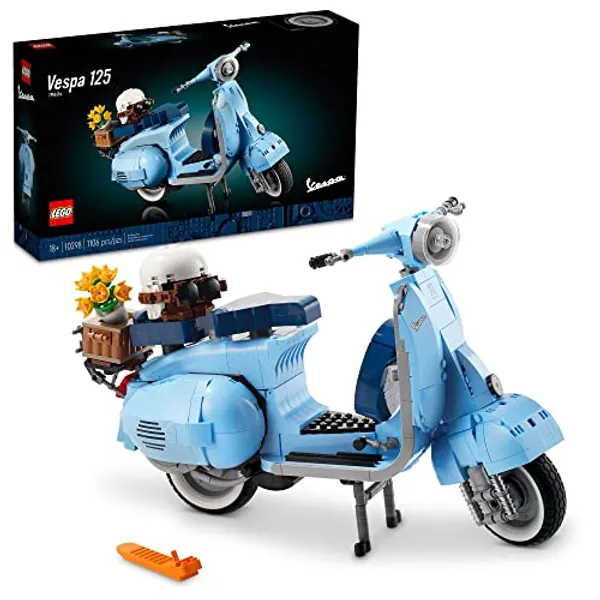 LEGO Icons Vespa 125 Scooter Model Building Kit, Iconic Vintage Italian Moped Model, Relaxing Build and Display Hobby Set for Adults, Makes a Great Gift for Mother's Day or Home Décor Piece, 10298