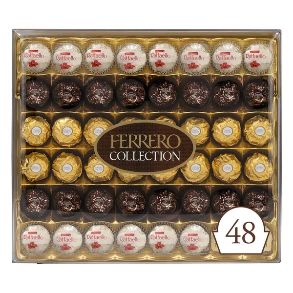 Ferrero Rocher Collection, Fine Hazelnut Milk Chocolates, 48 Count, Gift Box, Assorted Coconut Candy and Chocolates, 18.2 oz - 