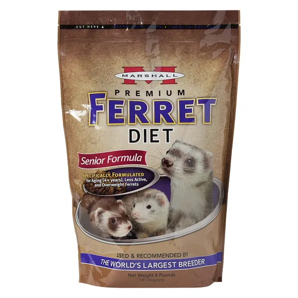 Marshall Pet Products Natural Complete Nutrition Premium Ferret Diet Food for Seniors, Highly Digestible, 4 lbs - 