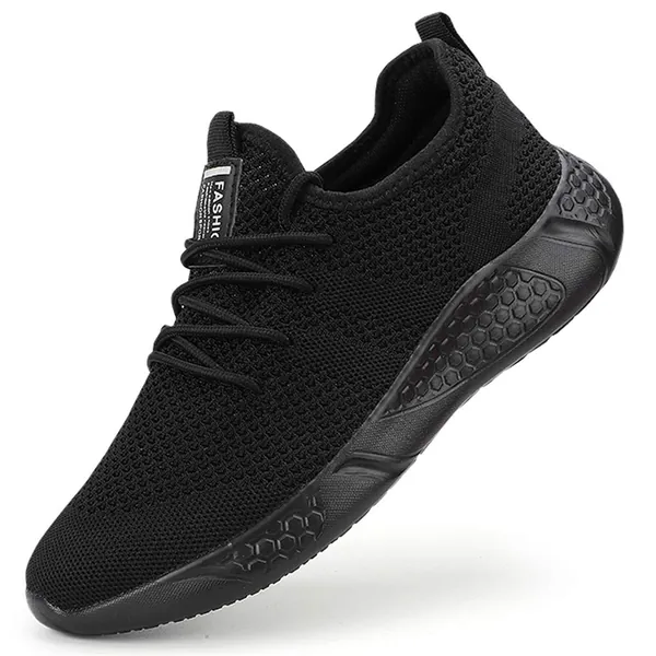 Damyuan Men's Sport Gym Running Shoes Walking Shoes Casual Lace Up Lightweight - 7 Black