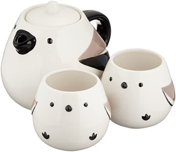 SAN3292 Cute Tableware Teapot & Tea Cup Set, Shimaenaga Parent and Child, 20.3 fl oz (600 ml), 6.1 fl oz (18 - Shimano Enaga Parent and Child