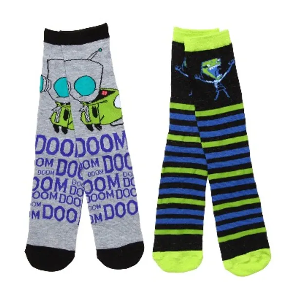 Invader Zim Doom Song  Stripes 2-pack Adult Crew Socks