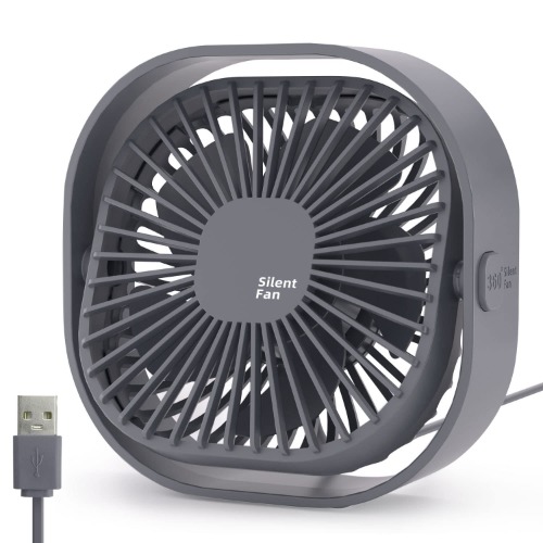 Desk Fan USB Fan, Small Table Fans Mini Desktop Cooling Fan with 3 Speeds Adjustable, Personal Silent Bed Fans with Cable 360°Rotatable Strong Airflow for Home Office Bedroom Car in Hot Day