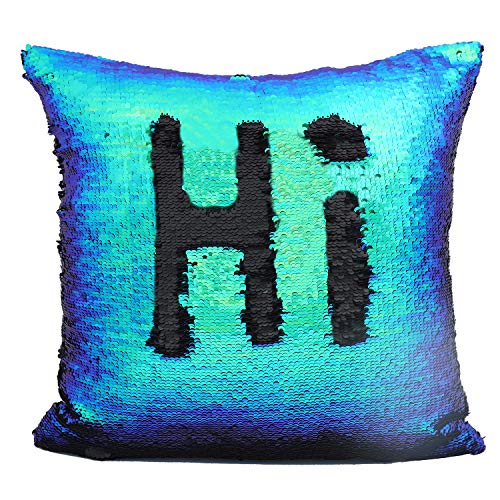 JOTOM Two-color Sequins Reversible Pillow Case Cushion Covers Magical Color Changing Pillow Cover for Home Car Sofa Decorative,40x40cm (Blue Green Sequins) - Blue Green Sequins