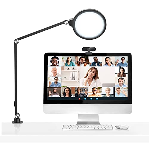 Desk LED Light for Zoom Video - ULANZI Edge-Lit Desk Lamp with Clamp I15W I 3000-6500K I Flexible Arm I Soft on Eyes I Computer Zoom Meeting Light Stream Key Light Phone Clip on Right Light - F-618