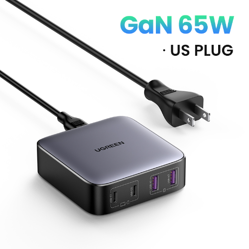 【GaN】UGREEN PD 65W 4-Port  Desktop Smart Fast Charger Type-C Simultaneous Power Supply Multiple Ports for MacBook Pro/Air, iPhone 14 13 Pro Max iPhone 14 Plus/12 11, iPad Pro/Mini, Huawei MatePad, Samsung Galaxy S22 Ultra Model: 90735
