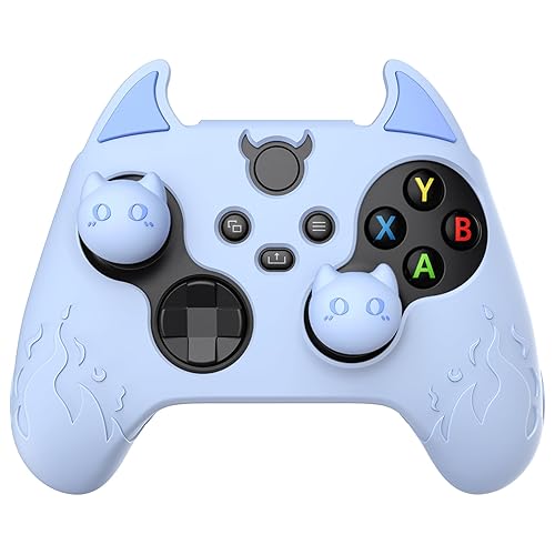 playvital Halloween Cute Demon Silicone Cover for Xbox Series X/S Controller, Kawaii Anti-Slip Controller Skin Grip Protector for Xbox Core Wireless Controller with Thumb Grip Caps - Blue - Blue