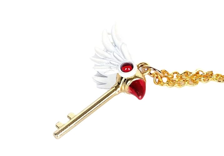 GK-O Anime Card Captor Sakura Kinomoto Sakura Star Wand Keyring Necklace Pendant Key Chain - Necklace