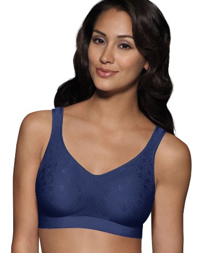 Bali Women's Comfort Revolution Wireless Bra, ComfortFlex Fit Full-Coverage Bra, DF3488 - X-Large - In the Navy Dot