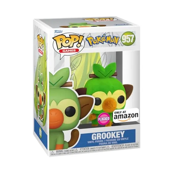Funko Pop! Games: Pokemon - Grookey (Flocked), Amazon Exclusive