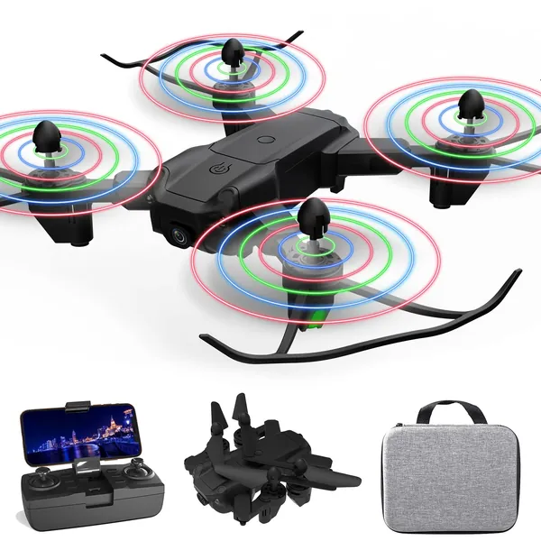 TizzyToy Drone with Camera 4K, Drones for adults, WiFi FPV RC Quadcopter with Gesture Control, 3D FlipFoldable Mini Drones Toys Gifts for Kids Beginners, Drone with LED Lights, Headless Mode,One Key Start Mode
